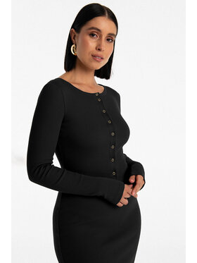 Nudyess Nudyess Sukienka dzianinowa Isla mimi z prążka Czarny Fitted Fit