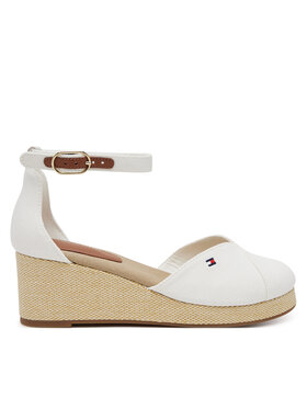 Tommy Hilfiger Tommy Hilfiger Halbschuhe Flag Closed Toe Mid Wedge Espad FW0FW08657 Weiß