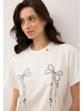 BIZUU BIZUU T-Shirt BOW Biały Standard Fit