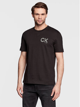 Calvin Klein Calvin Klein T-Shirt Striped Chest Logo K10K110795 Černá Slim Fit