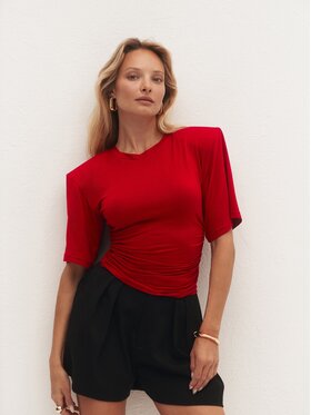 Le Collet Le Collet Bluzka VELMIRA Czerwony Slim Fit