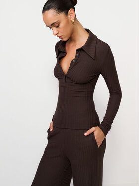 La Mania La Mania Bluzka LESLEE Brązowy Basic Fit