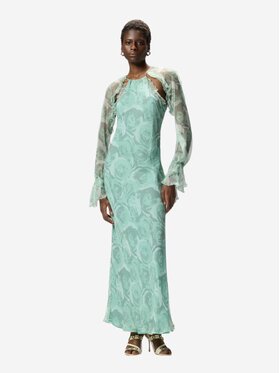 PINKO PINKO Φόρεμα βραδινό MORA ABITO CREPONNE STAMPA ROS Πράσινο Regular Fit
