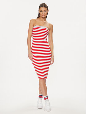 Tommy Jeans Tommy Jeans Rochie de vară Logo Tape DW0DW17922 Roșu Slim Fit