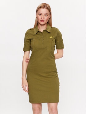 Aeronautica Militare Aeronautica Militare Ежедневна рокля 231VF633DP192 Зелен Slim Fit