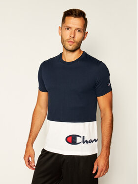 Champion Champion Tričko Colour Block Warparound Logo 214208 Tmavomodrá Regular Fit