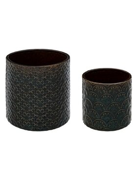 MIAhome MIAhome Kwietnik Osłonka ceramiczna orientalna 2 szt. Jilly Granatowy