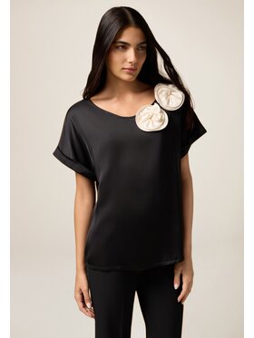 Oltre Oltre T-Shirt G089J004443N0Z3 Czarny Regular Fit