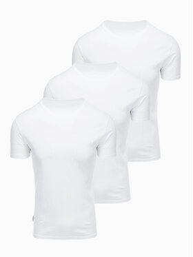Ombre Ombre Komplet t-shirtów OM-TSBS-0268 Biały Regular Fit