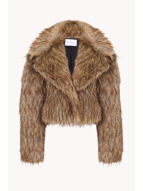 Epuzer Epuzer Kurtka przejściowa Faux fur animal print Brązowy Standard Fit
