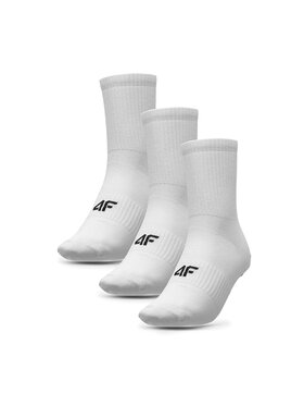 4F 4F Комплект 3 чифта дълги чорапи мъжки 4FAW23USOCM205 Бял