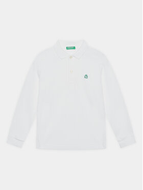 United Colors Of Benetton United Colors Of Benetton Тениска с яка и копчета 3089C300Z Бял Regular Fit