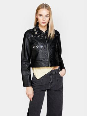 Sisley Sisley Jacke aus Kunstleder 2X0JLN03Q Schwarz Regular Fit