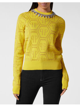 PHILIPP PLEIN PHILIPP PLEIN Sweter 15281 Żółty Regular Fit