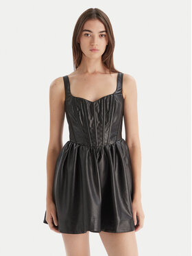 Bardot Bardot Šaty z imitácie kože Savoy 60114DB Čierna Regular Fit