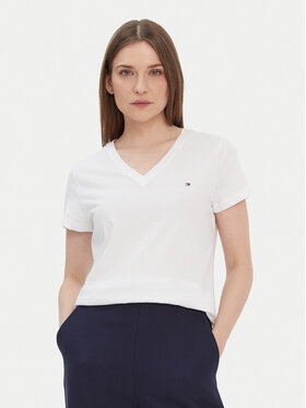Tommy Hilfiger Tommy Hilfiger T-särk Heritage V-Neck Tee WW0WW24969 Valge Regular Fit