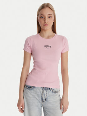 Guess Jeans Guess Jeans Marškinėliai W6RP21 KA0H1 Rožinė Slim Fit