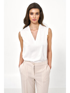 NIFE NIFE Halenka bez rękawów Écru Classic Fit
