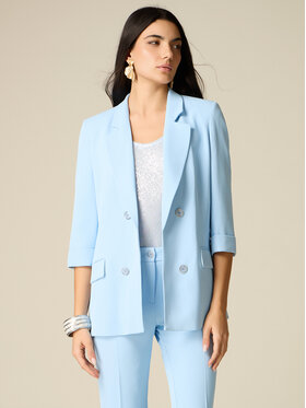 Oltre Oltre Marynarka Q811R004609N004 Turkusowy Regular Fit