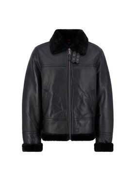 Alpha Industries Alpha Industries Kurtka skórzana B-3 Leather Jacket Czarny Regular Fit