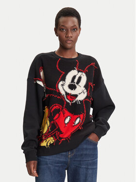 Desigual Desigual Majica dugih rukava Hello Mickey 25WWSK14 Crna Regular Fit