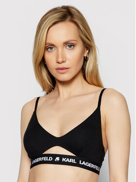KARL LAGERFELD KARL LAGERFELD Podprsenka Bralette Peephole Logo 211W2101 Čierna