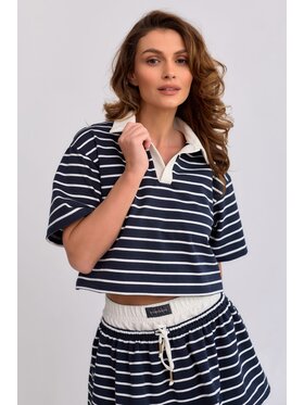 MANDRAGORA MANDRAGORA Bluzka Goia Granatowy Cropp Fit