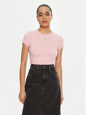 Tommy Jeans Tommy Jeans T-Shirt DW0DW19493 Rosa Slim Fit