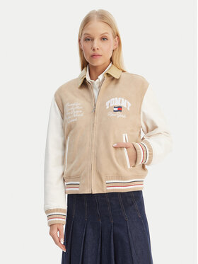 Tommy Jeans Tommy Jeans Ādas jaka Suede Varsity DW0DW22769 Bēšs Regular Fit