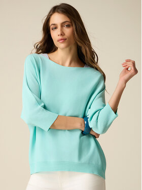Oltre Oltre Sweter M579E001974N005 Turkusowy Regular Fit