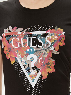 Guess Majica Ss Cn Tropical Train W4GI62 J1314 Črna Slim Fit