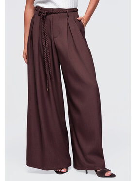 Ombre Ombre Spodnie materiałowe OW-PA-E0018 Brązowy Relaxed Fit