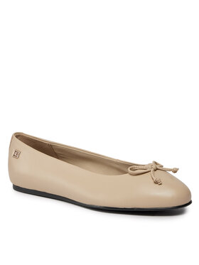 Tommy Hilfiger Tommy Hilfiger Balerinos Essential Leather Ballerina FW0FW07768 Smėlio