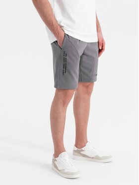 Ombre Ombre Šortky z materiálu OM-SRSK-0138 Šedá Slim Fit