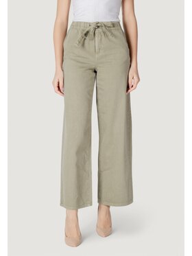 ONLY ONLY Spodnie damskie Onlsilla Mw Belt Wide Pant Pnt Zielony Wide Fit