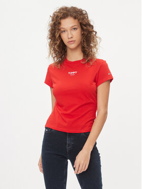 Tommy Jeans Tommy Jeans Póló Bby Essential Logo DW0DW16435 Piros Slim Fit
