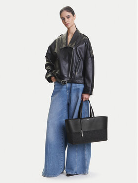 Calvin Klein Calvin Klein Дамска чанта Ck Mixmedia Shopper_Raffia K60K613167 Черен