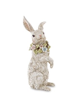 MIAhome MIAhome Figurka królik PELUCHE z wieńcem kwiatów na szyi Szary