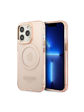 Guess Guess Etui na telefon Gold Outline Translucent MagSafe Różowy