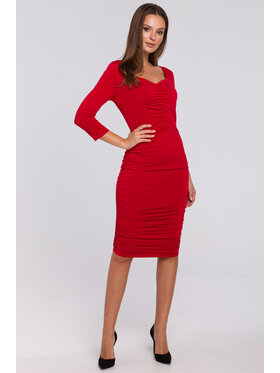 Makover Makover Sukienka elegancka K006 Czerwony Regular Fit