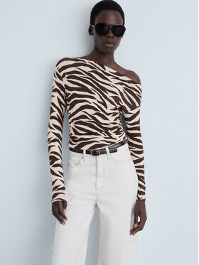 Mango Mango Bluzka 87020656 Brązowy Slim Fit