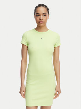 Tommy Jeans Tommy Jeans Sommerkleid Flag DW0DW22613 Hellgrün Slim Fit