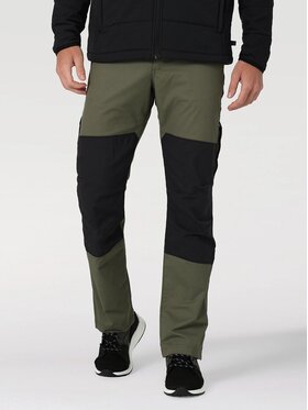Wrangler Wrangler Spodnie materiałowe REINFORCED SOFTSHELL PANT Zielony Regular Fit