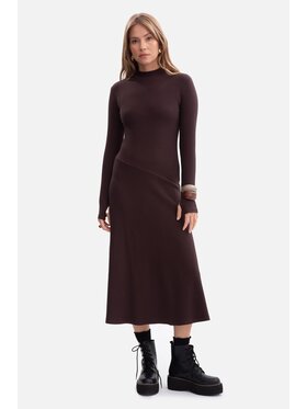 BeWear BeWear Sukienka dzianinowa b299 Brązowy Baggy Fit