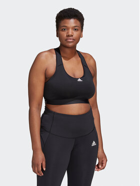 adidas adidas Αθλητικό σουτιέν adidas Powerreact Training Medium-Support Bra (Plus Size) HC7492 Μαύρο