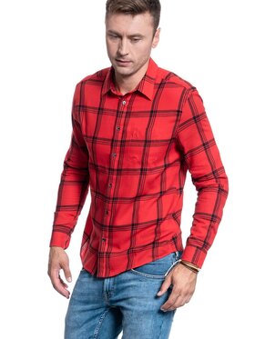 Wrangler Wrangler Koszula LS 1PKT SHIRT Czerwony Regular Fit