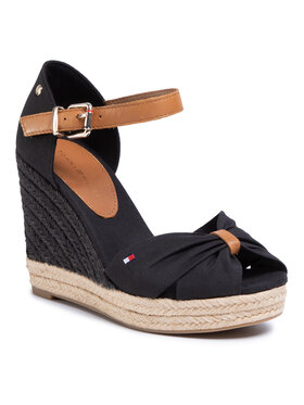 Tommy Hilfiger Espadrile Basic Opened Toe High Wedge FW0FW04784 Črna