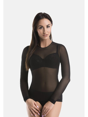 Teyli Teyli Bluzka damska z siateczki Glamour Czarny Standard Fit