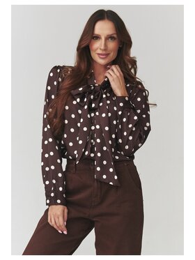Makadamia Makadamia Koszula C17 Brązowy Loose Fit