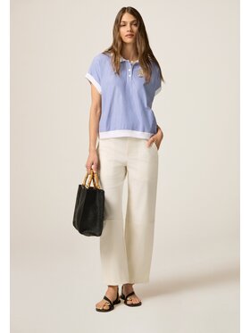 Oltre Oltre Pantaloni di tessuto P737R008828N021 Crema Baggy Fit